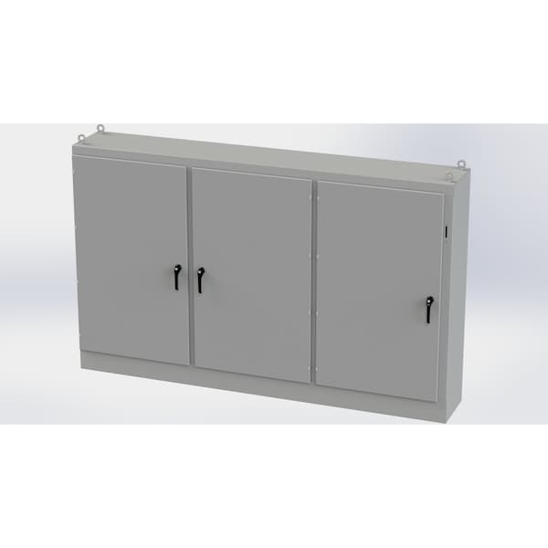3 Point Latch with Coinproof/Padlock Handle Electrical Enclosures, 72 in H, 18 in D, 117-1/2 in W